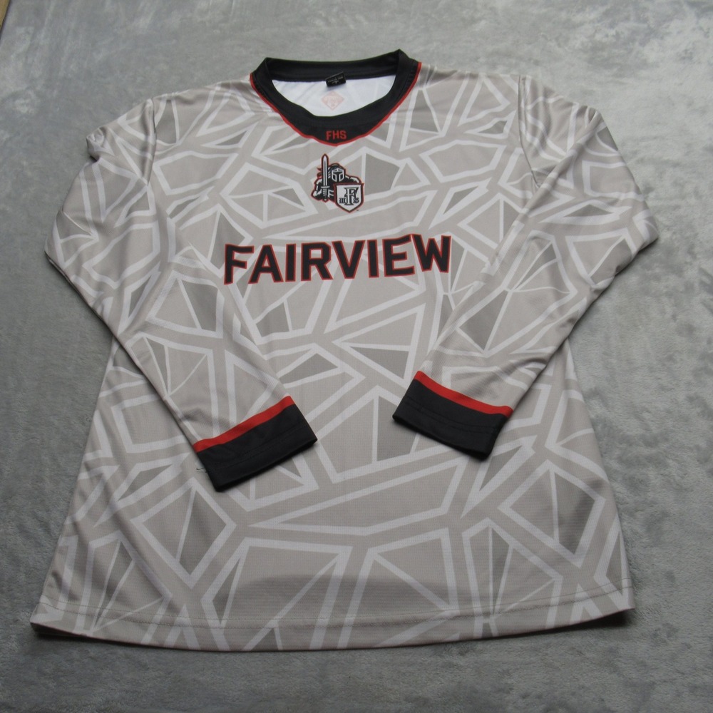 Teamtime Shop Jersey Mens Large Gray Fairview Knights Crew Neck Long‎ Sleeve